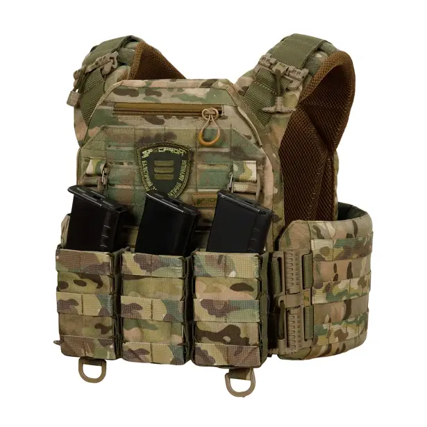 1 - Плитоноска Warmor Gen.3 Pro з системою швидкого скидання. (Комплект 3 підсумки) Molle. Колір Мультикам