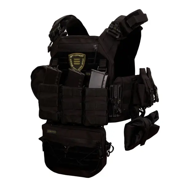 1 - Плитоноска Warmor Gen.3 Pro Max. Система швидкого скидання. (Комплект 7 підсумків). Колір Чорний