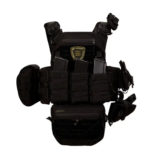 2 - Плитоноска Warmor Gen.3 Pro Max. Система швидкого скидання. (Комплект 7 підсумків). Колір Чорний