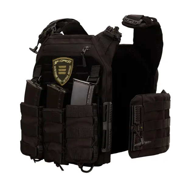 4 - Плитоноска Warmor Gen.3 Pro Max. Система швидкого скидання. (Комплект 7 підсумків). Колір Чорний