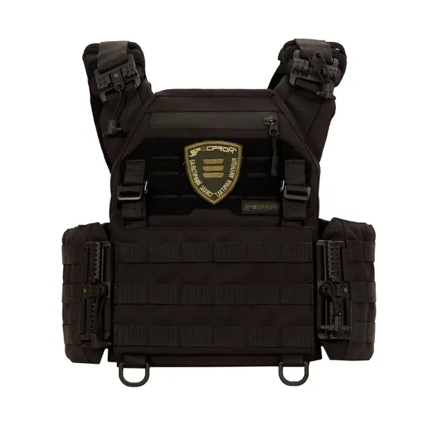 5 - Плитоноска Warmor Gen.3 Pro з системою швидкого скидання. (Комплект 3 підсумки) Molle. Колір Чорний