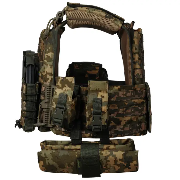 3 - Плитоноска Ares Gen.2. (Комплект 7 підсумків) з системою швидкого скидання. Molle. Колір Піксель