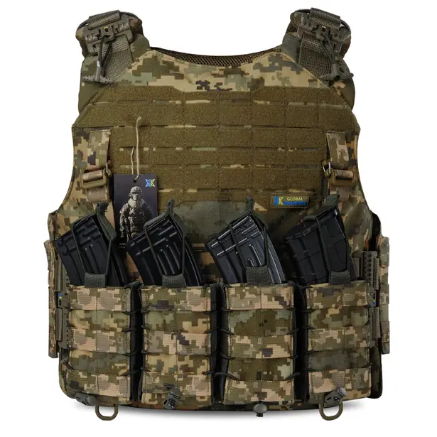 2 - Плитоноска Warmor Gen.4 (Комплект 4 підсумки) з системою швидкого скидання. Molle. Колір Пиксель