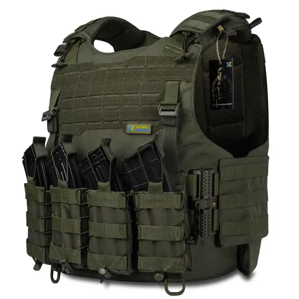 1 - Плитоноска Warmor Gen.4 (Комплект 4 підсумки) з системою швидкого скидання. Molle. Колір Олива