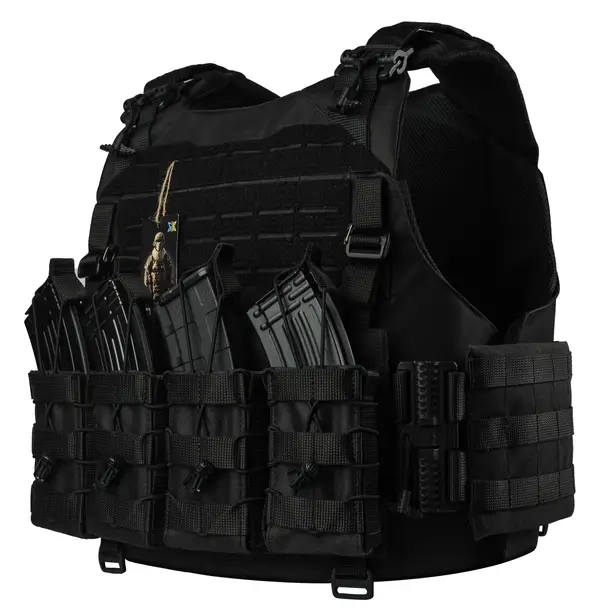 1 - Плитоноска Warmor Gen.4 (Комплект 4 підсумки) з системою швидкого скидання. Molle. Колір Чорна