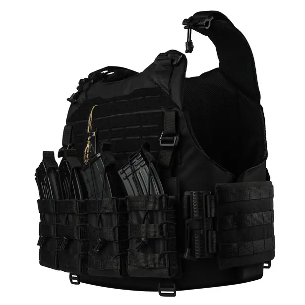 4 - Плитоноска Warmor Gen.4 (Комплект 4 підсумки) з системою швидкого скидання. Molle. Колір Чорна