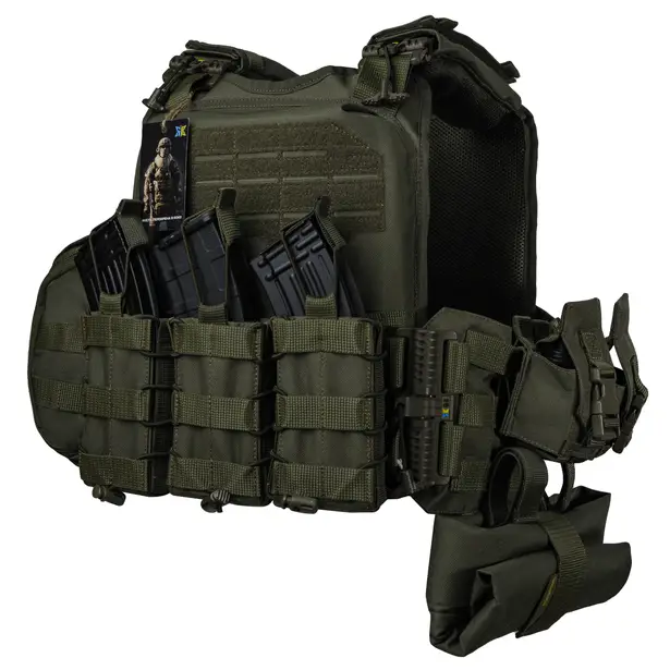 1 - Плитоноска Ares Gen.2. (Комплект 7 підсумків) з системою швидкого скидання. Molle. Колір Олива
