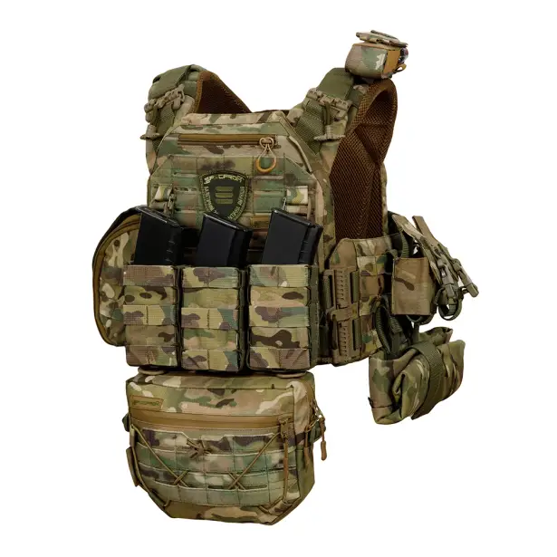 1 - Плитоноска Warmor gen.3 Pro Max XL Мультикам. Система быстрого сброса. 7 подсумков. (Большого размера)
