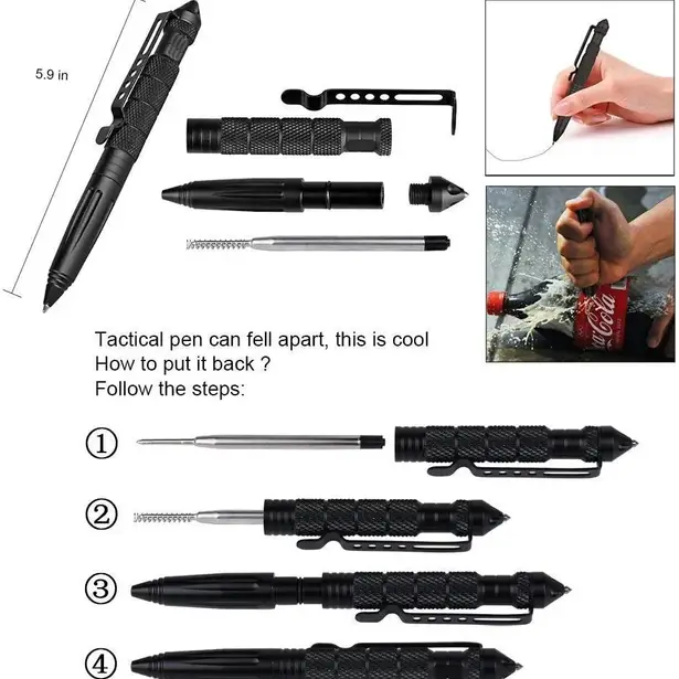 4 - Тактична ручка зі склобоєм Laix B2 Tactical Pen з алюмінію, Чорний