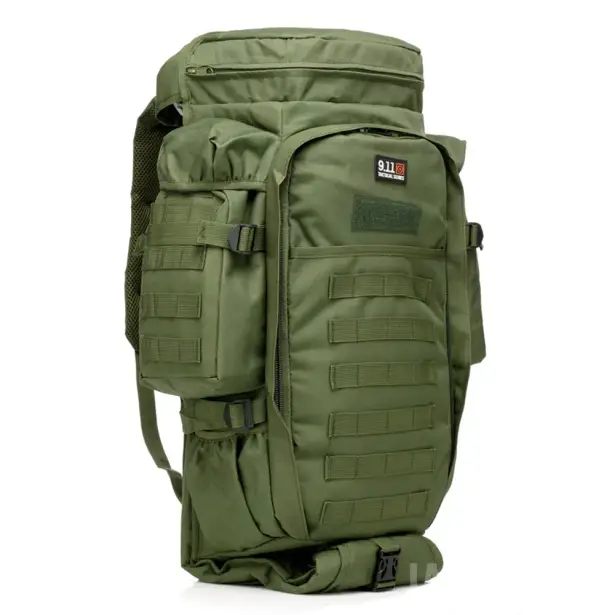 1 - Рюкзак тактичний з відділенням для зброї 9.11 Tactical 60л, Олива