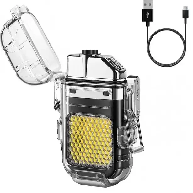 1 - Запальничка з ліхтариком USB Led Китай. Прозорий
