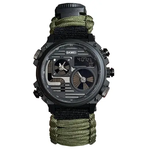 1 - Годинник наручний SKMEI 2202AG PARACORD. Олива