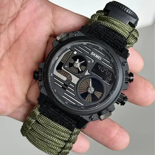 3 - Годинник наручний SKMEI 2202AG PARACORD. Олива