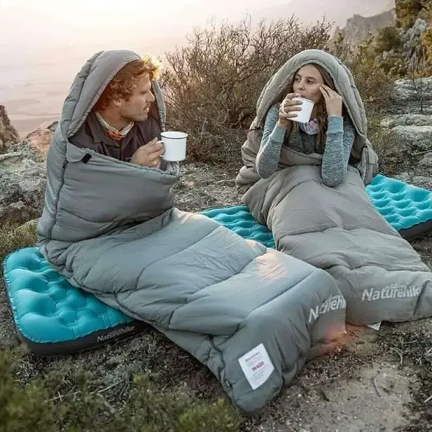 5 - Спальний мішок з каптуром і мішком Naturehike M400 CNK2350WS023 правий. Зелений