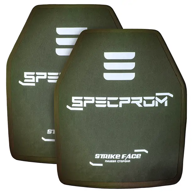 1 - Комплект керамічних бронеплит SPECPROM 5-го класу. Вага 2.49 кг. Розмір 25 на 30 см. Олива. 2 шт.