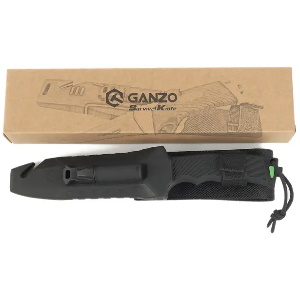 8 - Ніж мисливський Ganzo G8012V2-BK с паракордом. Черный