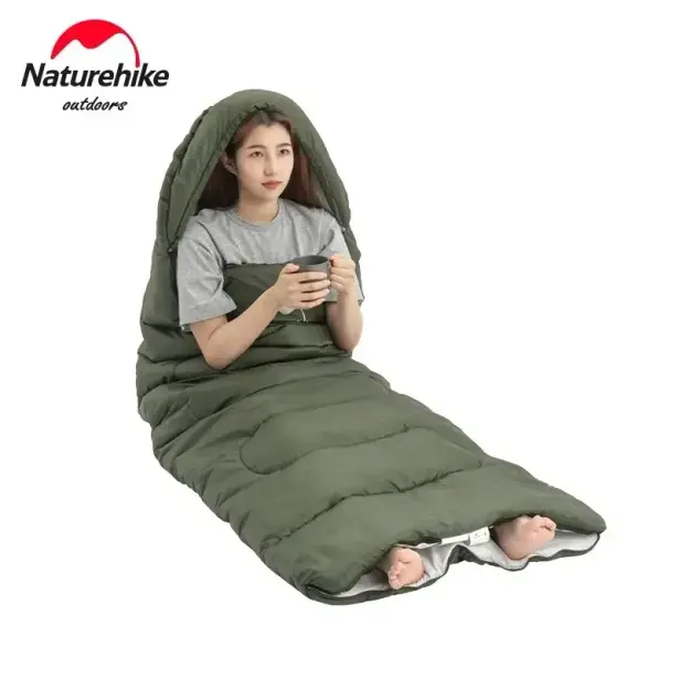 2 - Спальний мішок Naturehike Y150L NH21MSD08 лівий. Темно-зелений