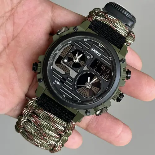 2 - Годинник наручний SKMEI 2202CMGN 10349 з паракордом. Камуфляж