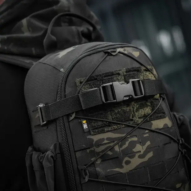 13 - Тактический рюкзак M-Tac Sturm Elite с эргономичными лямками. Черный мультикам
