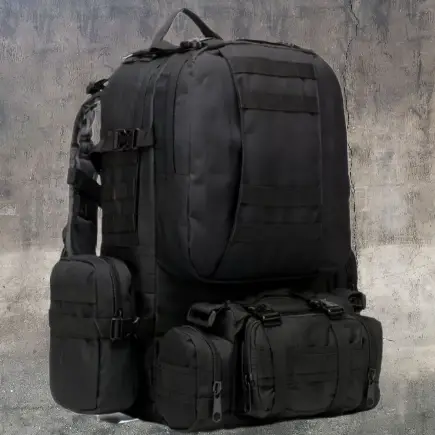 2 - Рюкзак тактический с подсумками B08 8142, 55 л. Черный
