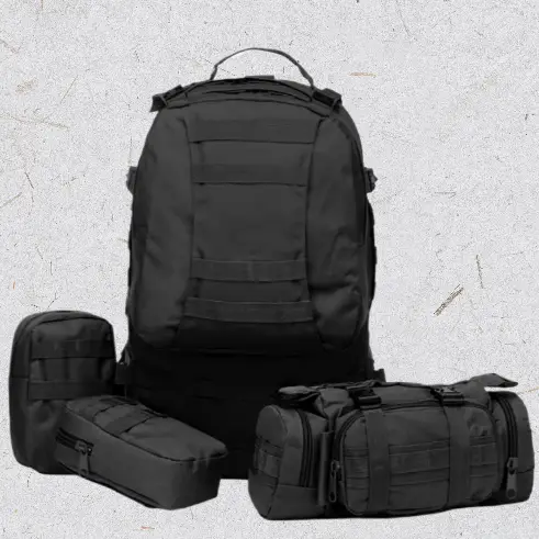 4 - Рюкзак тактический с подсумками B08 8142, 55 л. Черный
