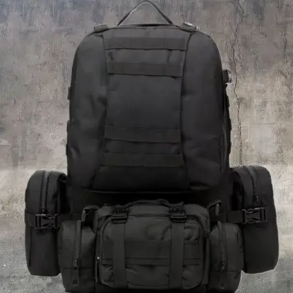 3 - Рюкзак тактический с подсумками B08 8142, 55 л. Черный