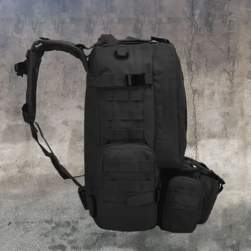 6 - Рюкзак тактический с подсумками B08 8142, 55 л. Черный