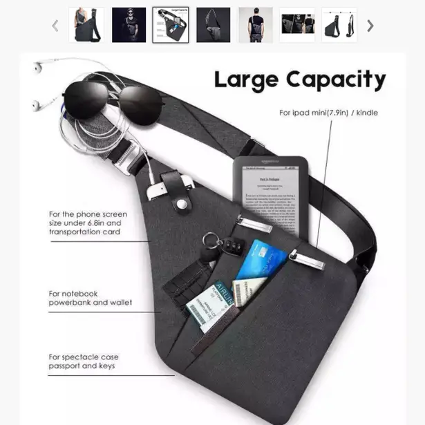 2 - Сумка мессенджер Crossbody 4634 кобура. Графит