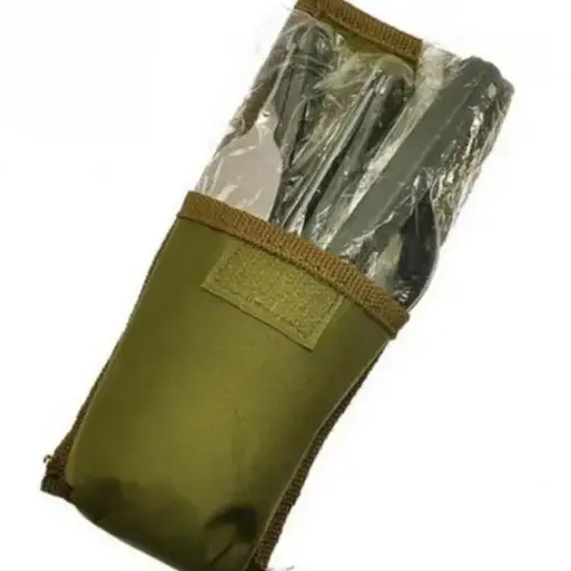 3 - Набор столовых приборов Traveler K603 складной, в чехле (ложка+вилка+нож). Олива