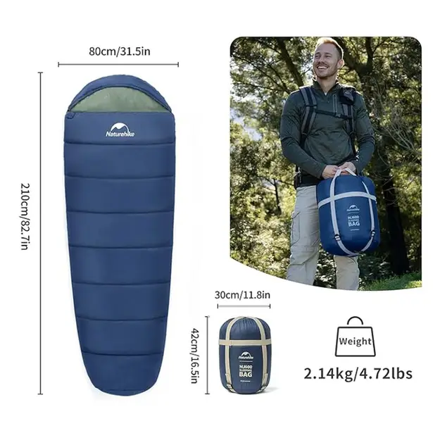 2 - Спальний мішок Naturehike MJ 600 CNK2300SD014. Синій
