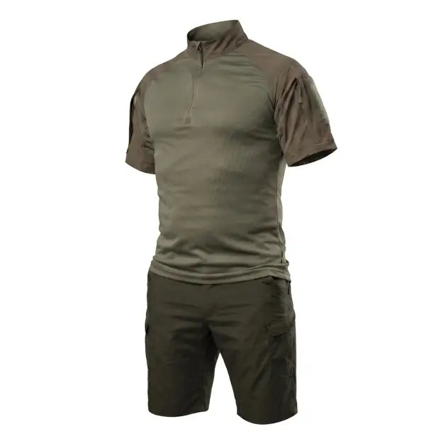 1 - Тактичний літній костюм з убаксом Combatant Raider Core короткий рукав та шортами Rip-Stop PolyCotton SPECPROM. Олива