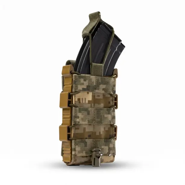 1 - Підсумок одинарний із пластиковими вставками WARMOR для магазину АК/AR. Піксель