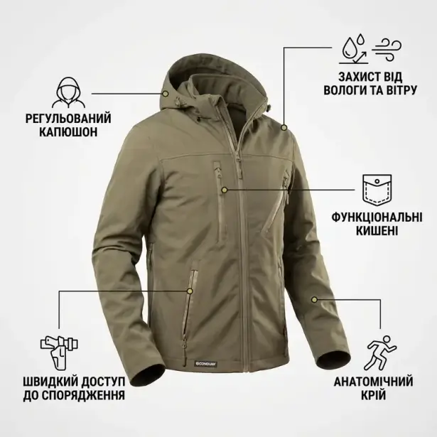 2 - Куртка Hardshell Combatant SHIFT PRO. Олива