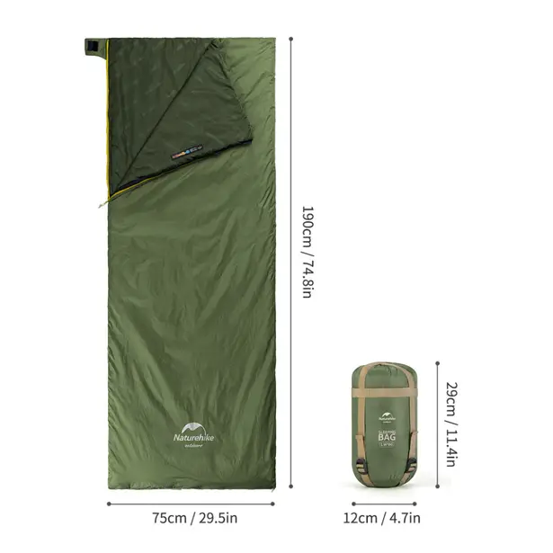 2 - Спальний мішок Naturehike LW180 Mini NH21MSD04 лівий. Олива