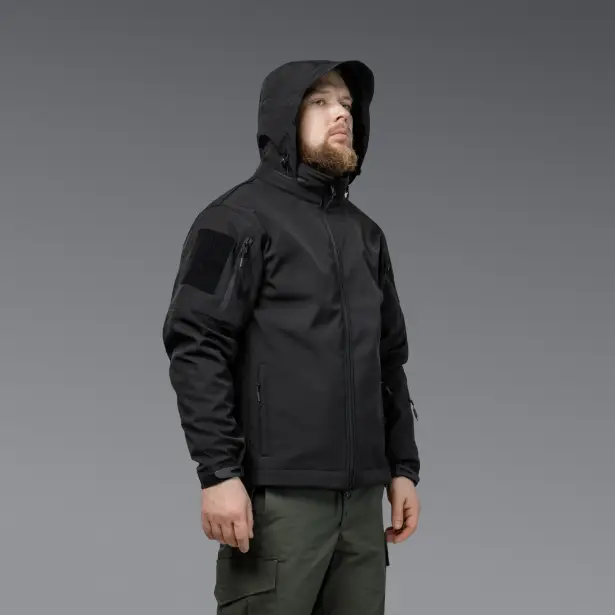6 - Куртка тактическая SoftShell APEX Shield Storm. Осень-Весна Черный. Размер S