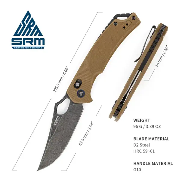 7 - Нож складной SRM Retriever 9202-GW, коричневый