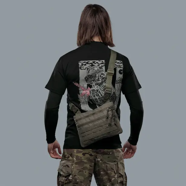 2 - Плечевая однолямочная сумка. Увеличенная. Cordura 1000D Олива