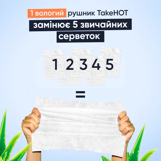 7 - Вологі одноразові рушники TakeHot (комплект 8 шт)