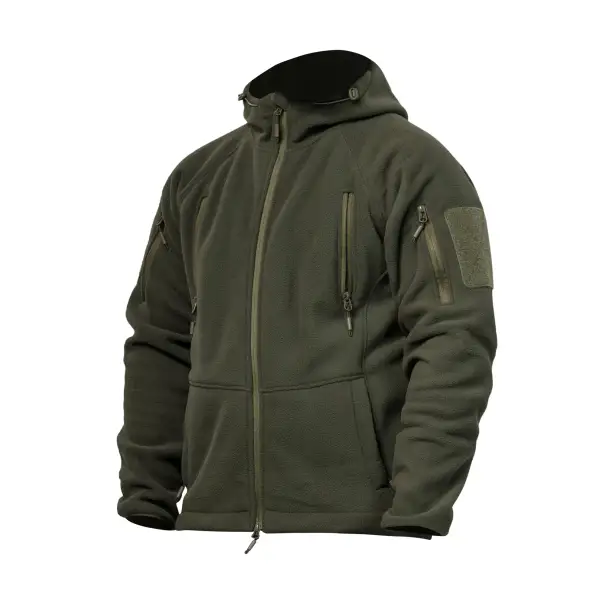 1 - Флисовая тактическая кофта с капюшоном. Олива. Polyester. Размер L