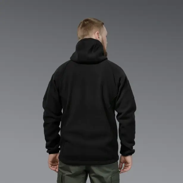 3 - Флісова тактична кофта з капюшоном. Чорна. Polyester. Розмір XL