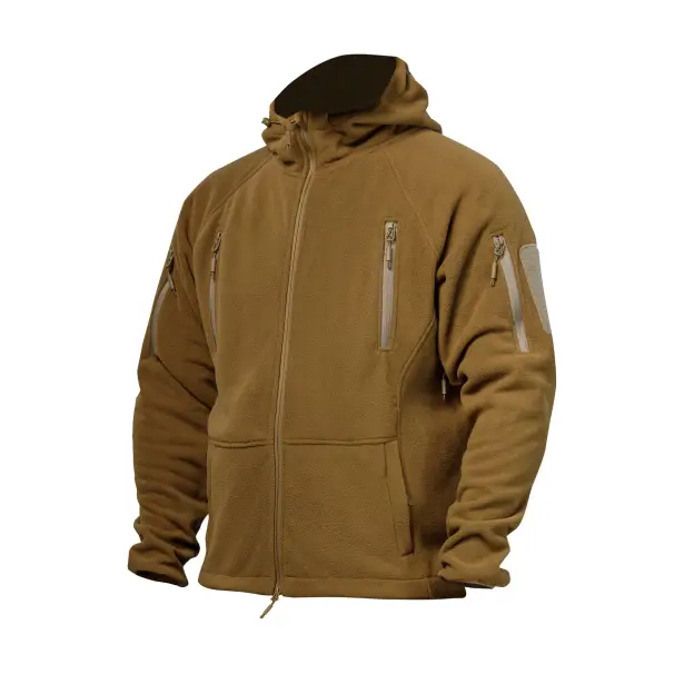 1 - Флісова тактична кофта з капюшоном. Койот. Polyester. Розмір S