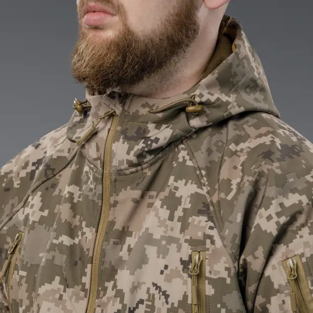 7 - Куртка тактична SoftShell APEX Flex. Осінь-Весна Піксель. Розмір S
