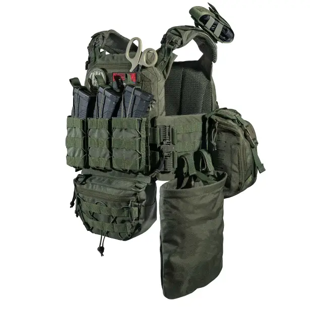 1 - Плитоноска SVAROG (Комплект 9 подсумков) с системой быстрого сброса. Molle. Цвет Олива.