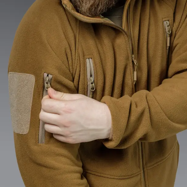 15 - Флісова тактична кофта з капюшоном. Койот. Polyester. Розмір S