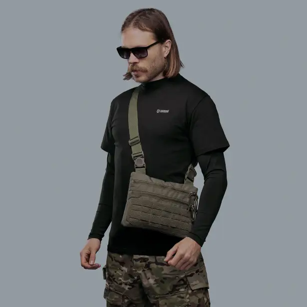1 - Плечевая однолямочная сумка. Увеличенная. Cordura 1000D Олива