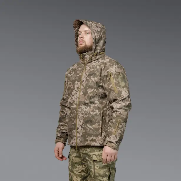 6 - Куртка тактична SoftShell APEX Shield Storm. Осінь-Весна Піксель. Розмір S