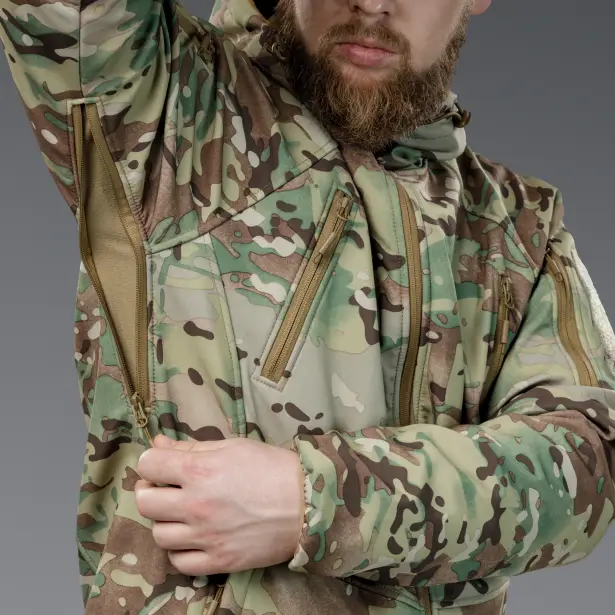 11 - Куртка тактична SoftShell APEX Flex. Осінь-Весна Мультикам. Розмір XL