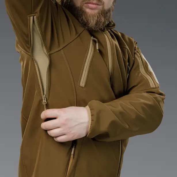 10 - Куртка тактическая SoftShell APEX Flex. Осень-Весна Койот. Размер S