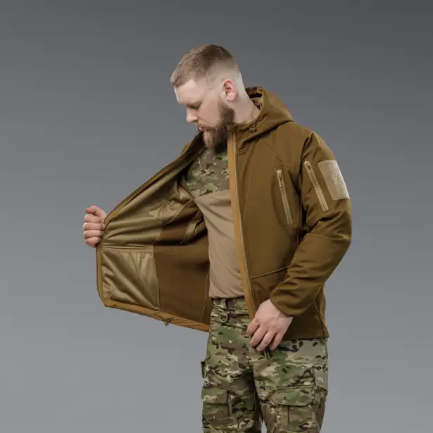 6 - Куртка тактическая SoftShell APEX Flex. Осень-Весна Койот. Размер S