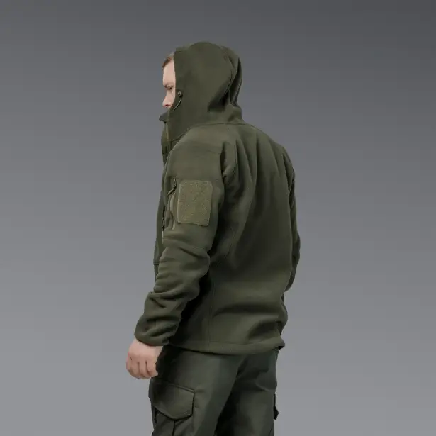 6 - Флисовая тактическая кофта с капюшоном. Олива. Polyester. Размер L